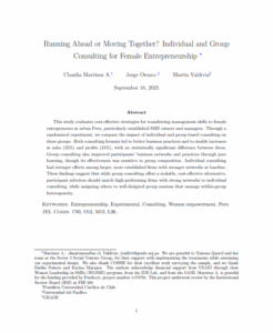Running Ahead or Moving Together? Individual and Group Consulting for Female Entrepreneurship