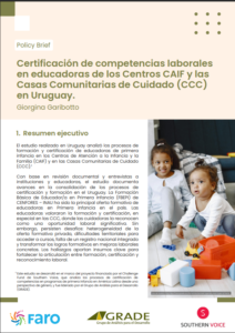 Certificación de competencias laborales en educadoras de los Centros CAIF y las Casas Comunitarias de Cuidado (CCC) en Uruguay