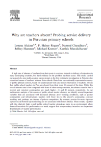 Why are teachers absent?: probing service delivery in Peruvian primary schools